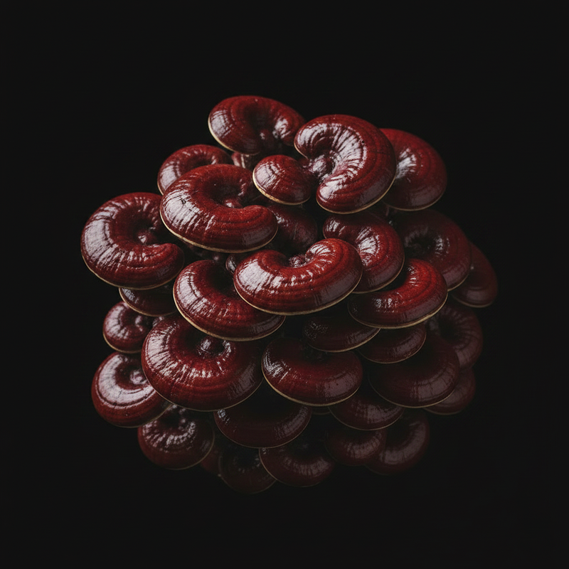 Reishi Mushrooms Abundant Black Background